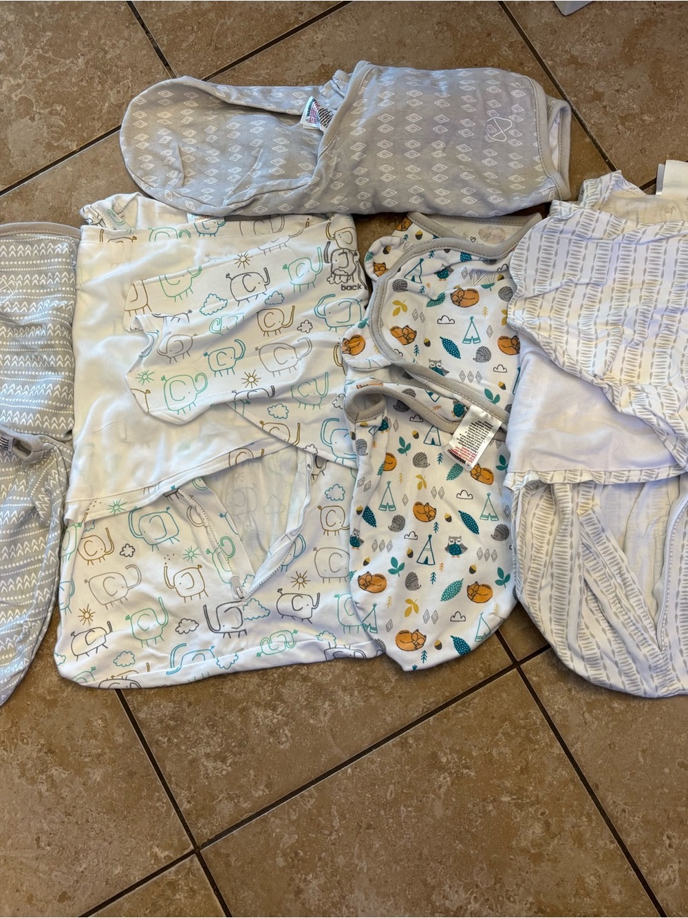 Baby swaddle/sleep sacks (five)